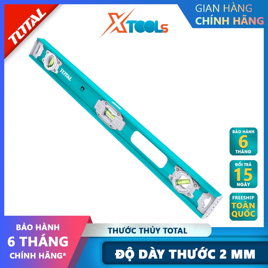 Thước thủy TOTAL | Thước nivo Chiều dài 80cm-100cm, Độ dày thước nhôm 2mm, Có nam châm hít đo góc nghiêng, độ nghiêng, đ