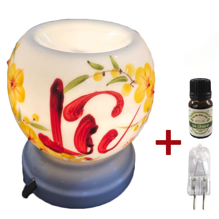 Đèn xông tinh dầu viết chữ MNB (ib mã đèn) tặng 1 chai tinh dầu Eco oil 5ml