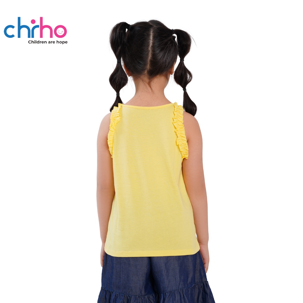 Áo Tanktop Cho Bé Gái CHIHO Chất Liệu Cotton Thoáng Mát Thiết Kế Tay Bèo Cho Trẻ Từ 2-9 Tuổi, Màu Hồng, Vàng, Đỏ GTT201R