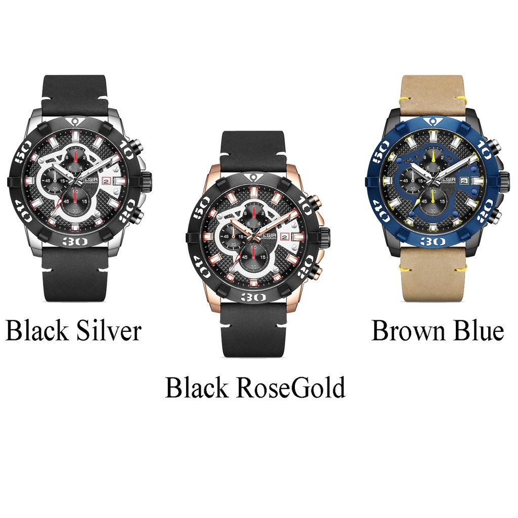 Đồng Hồ Đeo Tay Mặt Tròn Dây Da Chống Nước Dành Cho Nam MEGIR 2136