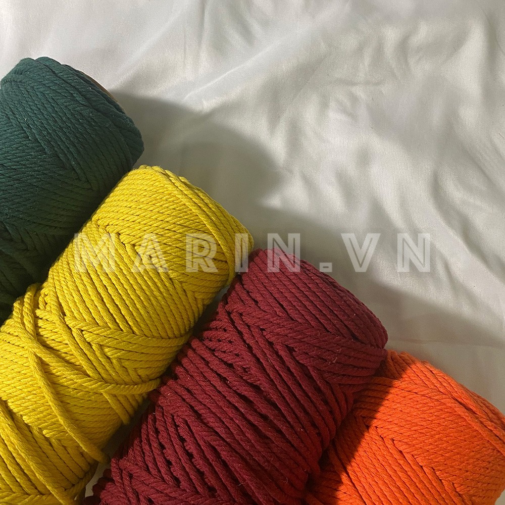 Dây thừng se macrame cotton đan đồ trang trí sợi tiết diện 4mm nhiều màu