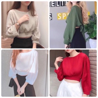 ÁO CROP NƠ LƯNG (KÈM HÌNH THẬT)