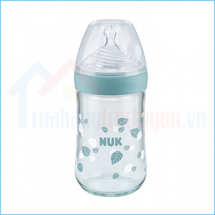 [CHÍNH HÃNG ĐỨC] Bình Sữa Cổ Hẹp Thủy Tinh Đa Tia Silicone Dẹt Chỉnh Nha NUK Nature Sense 240Ml Cho Trẻ 0-6 Tháng Tuổi