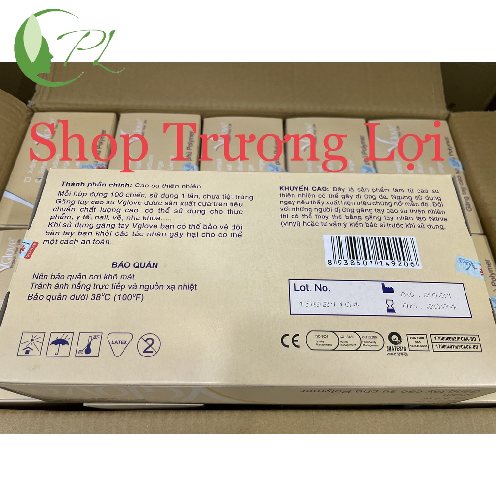 Thùng 10 Hộp Găng Tay Cao Su Y Tế Không Bột Vglove Phủ Polymer 2 Mặt - Hàng Công Ty - Xuất VAT Free