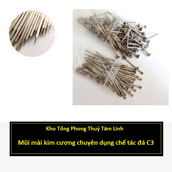 Mũi mài kim cương điêu khắc ngọc chạm khắc đá hàng cao cấp loại đầu C3| Kho tổng Phong Thuỷ Tâm Linh