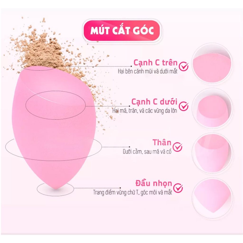 Mút trang điểm tán kem nền Acosmetics chất liệu siêu mềm mịn, dễ vệ sinh, 20g