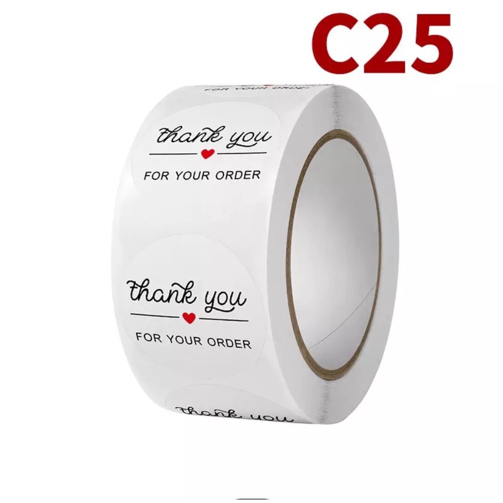 Set 500 nhãn dán cảm ơn dán quà tặng - Sticker Thank you size 2,5cm -C25
