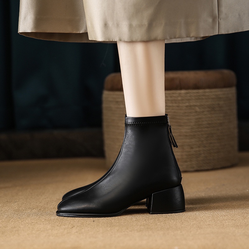 Giày bốt martin IELGY gót vừa có khóa kéo sau phong cách Hàn Quốc dành cho nữ