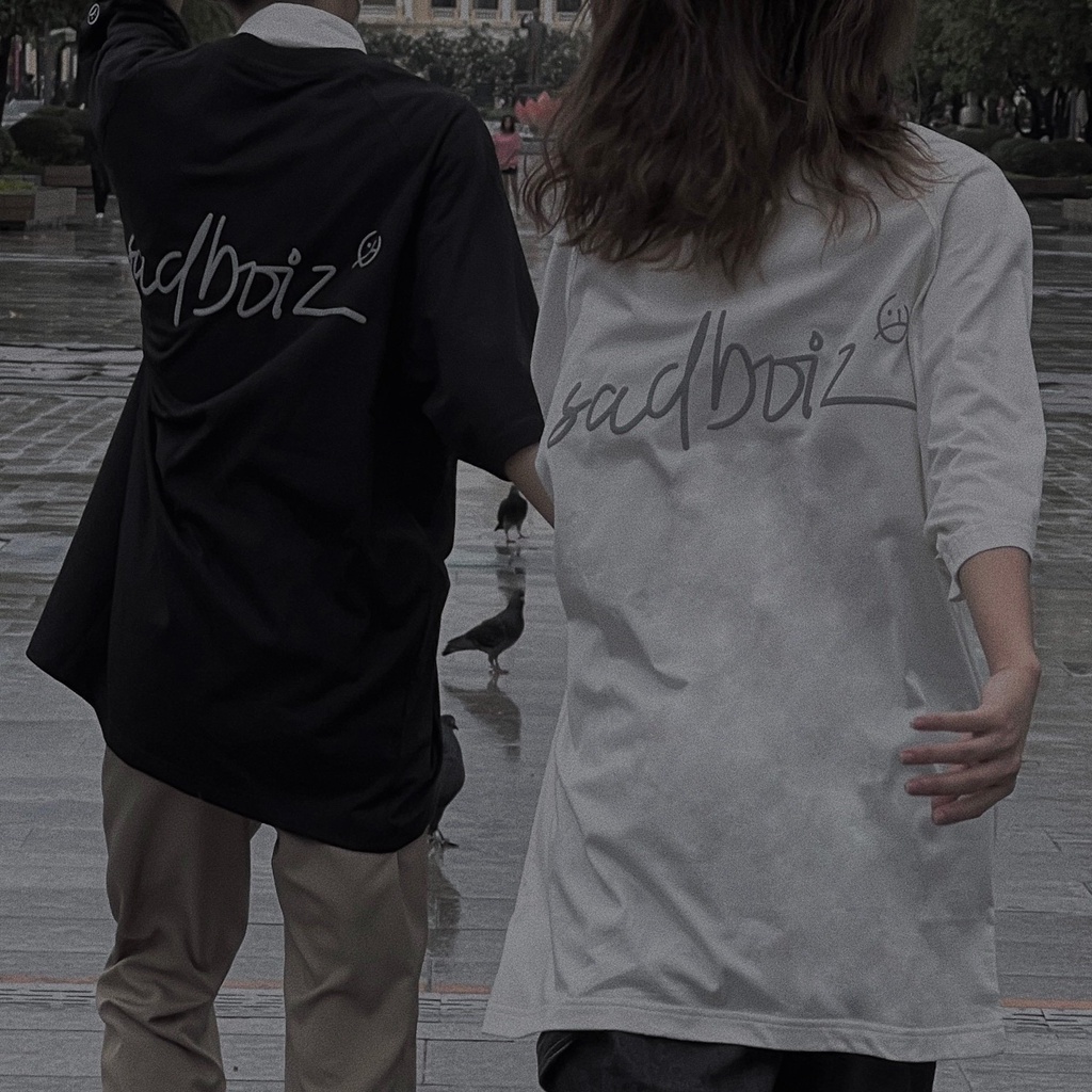 Áo thun Sadboiz Lowkey Tee màu đen unisex nam nữ form rộng tay lỡ 40kg đến 90kg vải cotton dày mịn full tag AL208