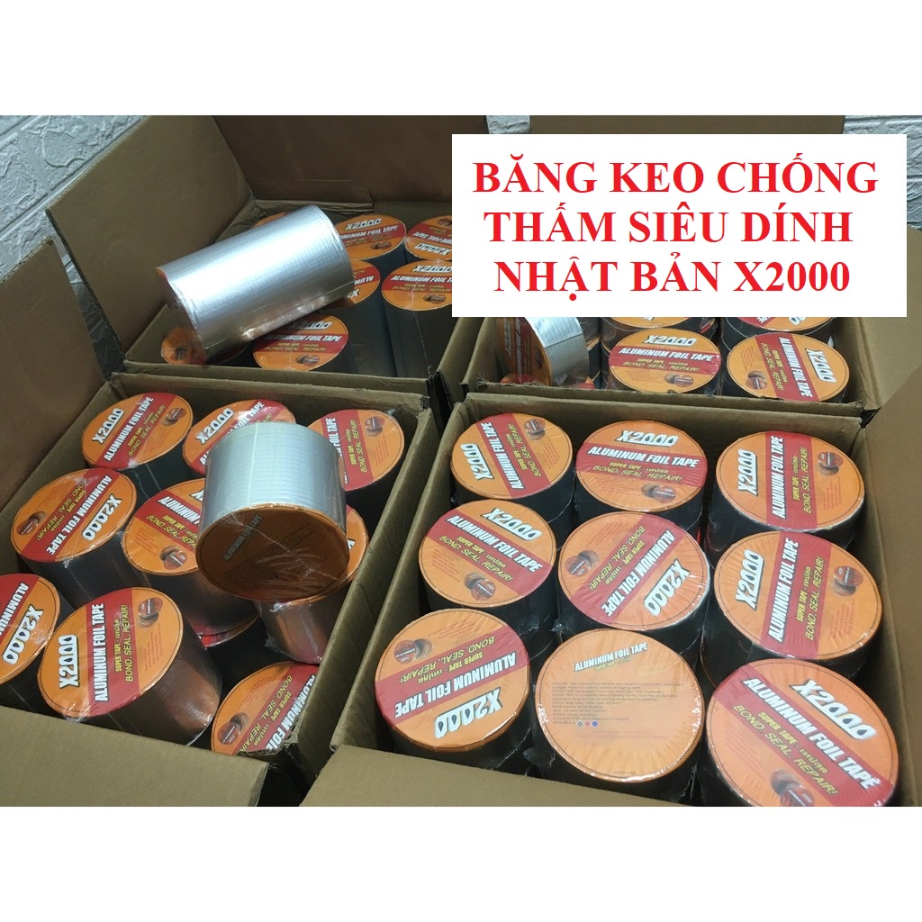 Băng keo chống thấm X2000 5cm x 5m băng keo siêu dính Nhật Bản chống thấm dột, dán tường, dán mái tôn, dán ống nước