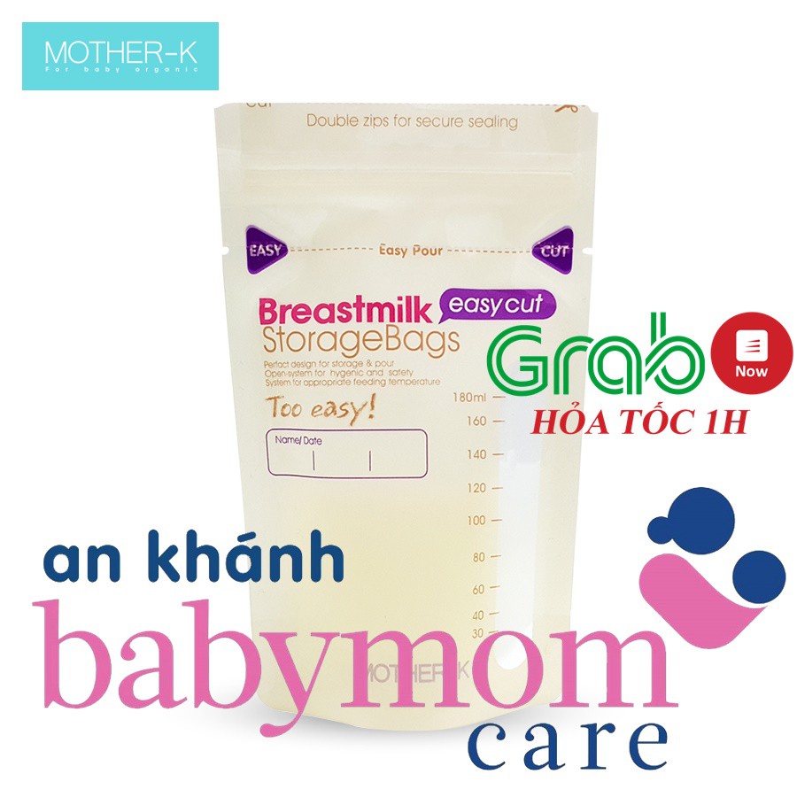 TÚI TRỮ SỮA CẢM BIẾN NHIỆT MIỆNG CẮT MOTHER-K HÀN QUỐC (30C - 180ml)