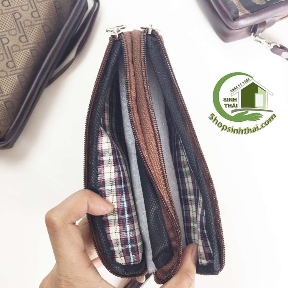 Bóp ví đựng tiền cao cấp nhiều ngăn - bóp lớn đựng được nhiều tiền - màu nâu giao họa tiết ngẫu nhiên