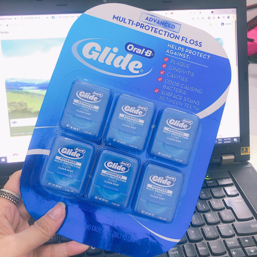 Chỉ nha khoa Glide Oral B USA 44m - vỉ 6 cái MINT- HÀNG MỸ AUTH