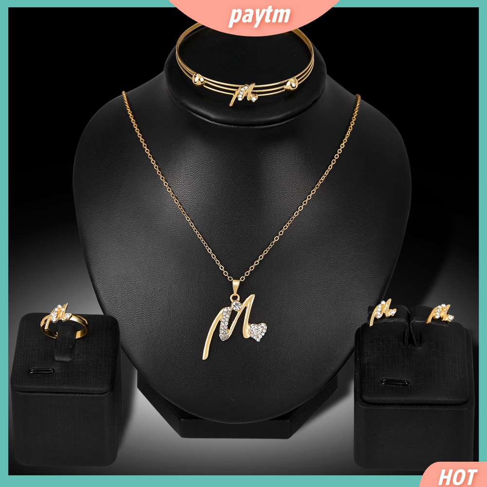 Bộ Trang Sức Mạ Vàng Hình Trái Tim Đính Đá Nhân Tạo Dành Cho Nữ