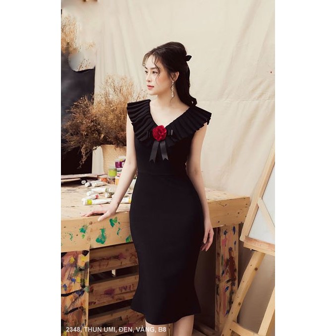 Đầm thun ôm tiểu thư sát cánh cổ tim xếp ly (có nhiều màu và size)