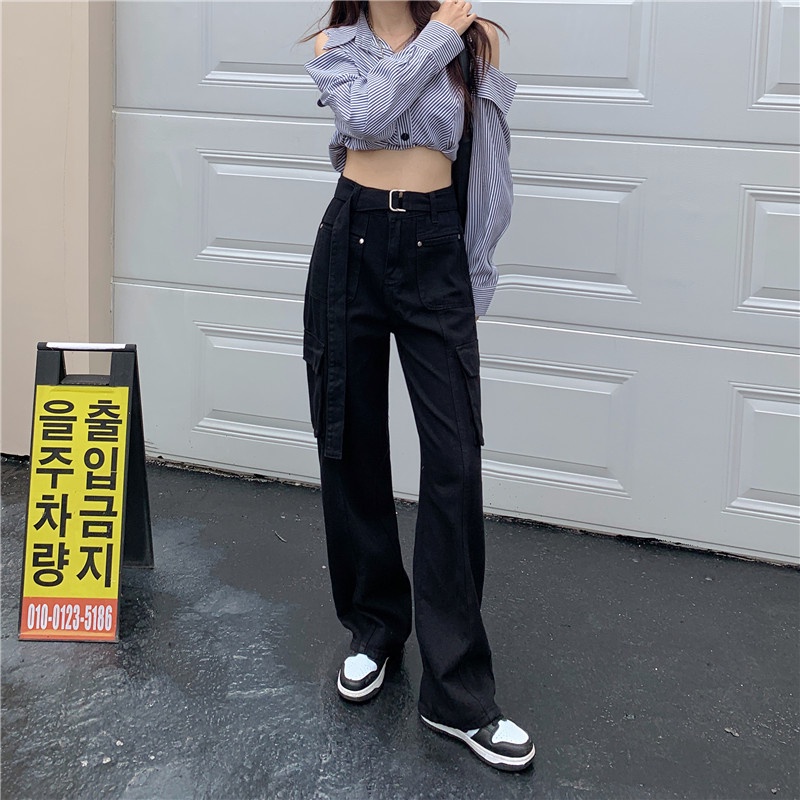 Quần Dài Dáng Rộng Phối Túi Thời Trang Mùa Thu Cho Nữ