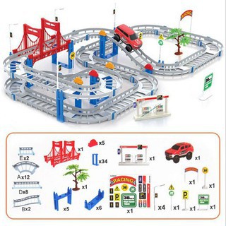 Đồ chơi Bộ lắp ráp đường đua ô tô 90chi tiết - đường ray ô tô đua -dc2497