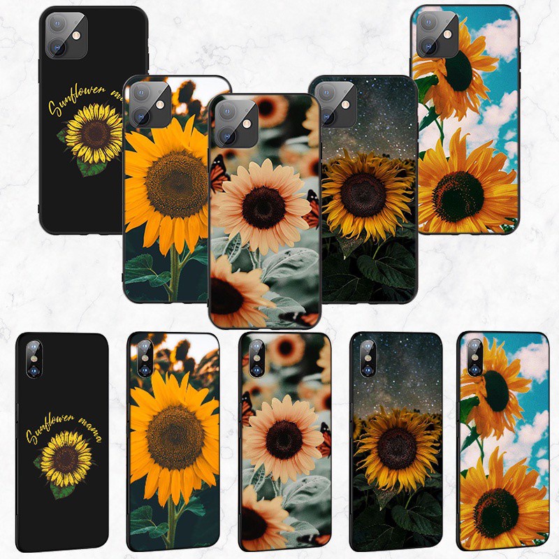 iPhone XR X Xs Max 7 8 6s 6 Plus 7+ 8+ 5 5s SE 2020 Soft Silicone Cover Phone Case Casing 169LQ Yellow Sunflower