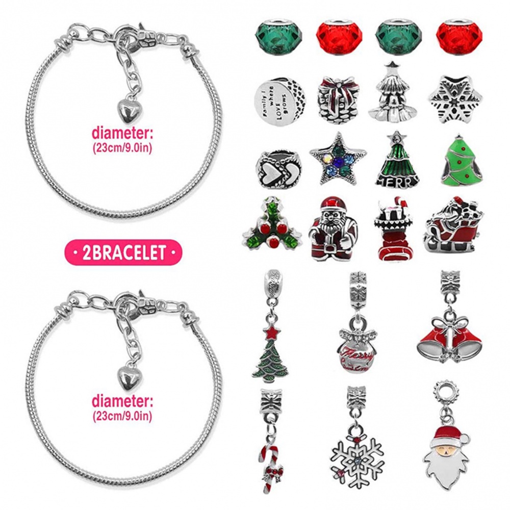 Bộ Lịch 2022 Đếm Ngược 24 Ngày Kèm 22 Hạt Charm Và 2 Vòng Đeo Tay Xinh Xắn Dùng Làm Quà Tặng Giáng Sinh