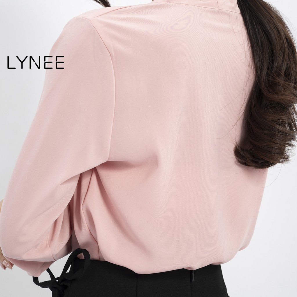 Áo sơ mi nữ tay lỡ LYNEE hàng thiết kế cổ V, phong cách công sở thanh lịch A13
