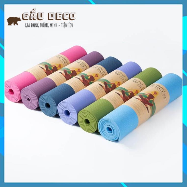Thảm tập YOGA, GYM 8mm,6mm. Chống trượt tập thể dục tpe 2 lớp không mùi, Hàng có bảo hành