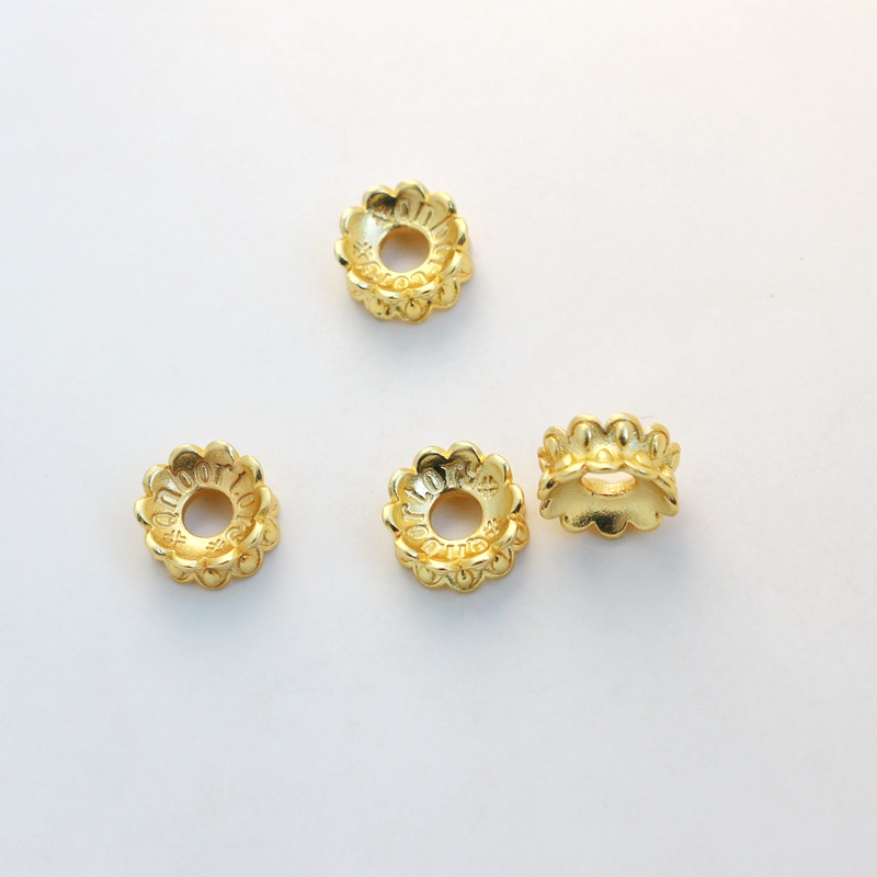 Hạt Xâu Làm Trang Sức Thủ Công Hai Mặt Màu Vàng Đồng 18K Lỗ Lớn diy