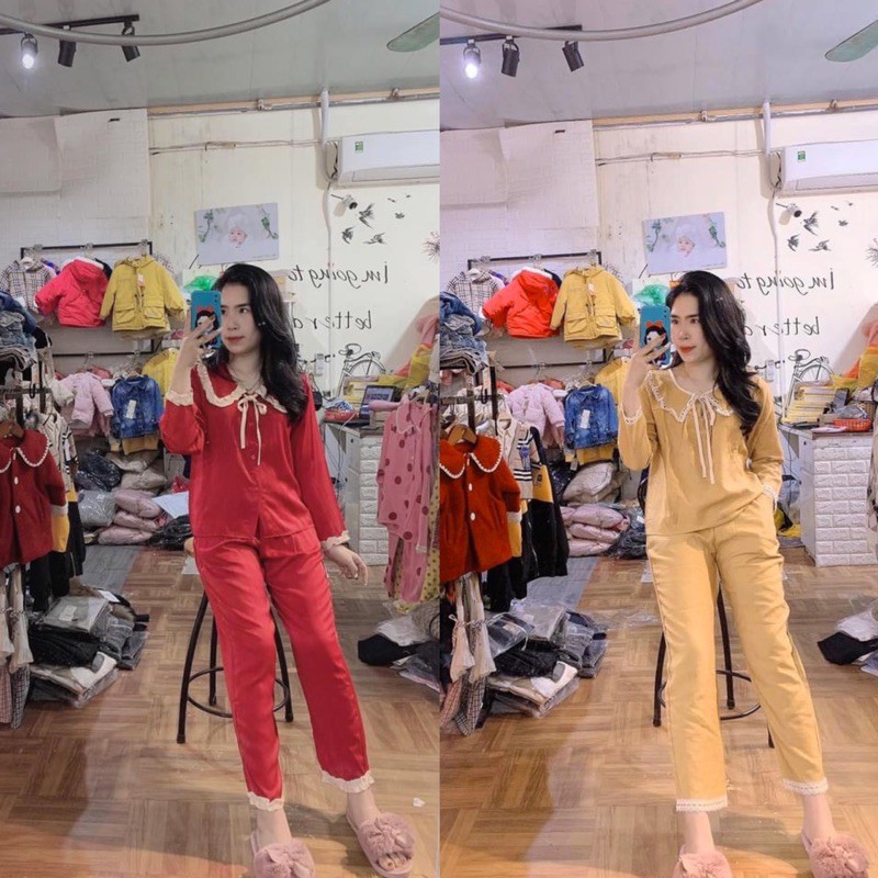 [FlashSale][Giá Huỷ Diệt] Bộ Mặc Nhà Bộ Ngủ Pijama Lua Phối Ren Siêu Hot Siêu Đẹp | BigBuy360 - bigbuy360.vn