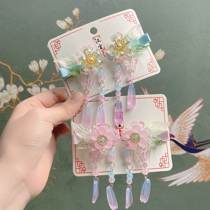 Set 1 Cặp Kẹp Tóc Gắn Hoa/Thỏ Dễ Thương Cho Bé