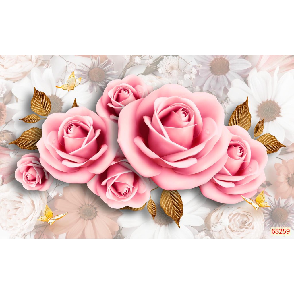 TRANH DẤN TƯỜNG 3D HOA HỒNG tuyệt đẹp kt 60cm x 90cm