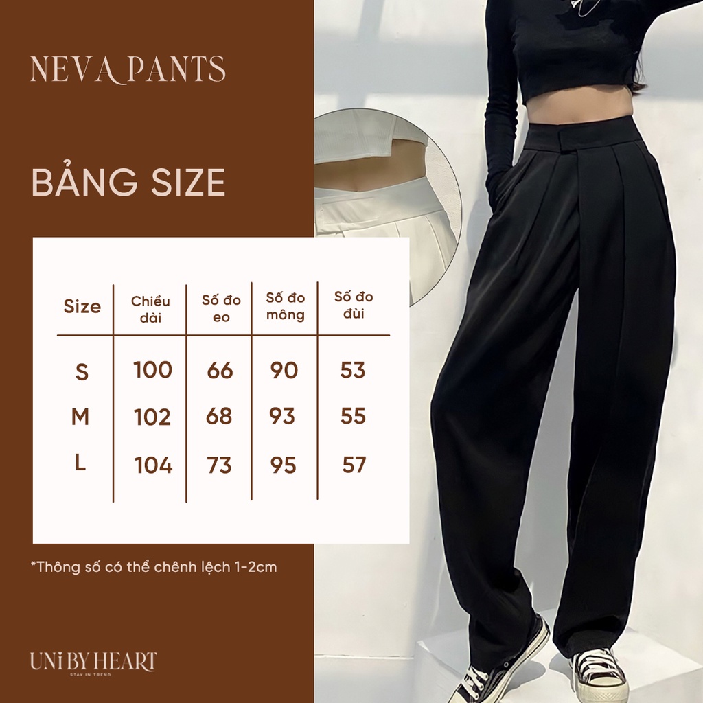 Quần ống rộng Neva Pant QD006 thiết kế khoá dán, cạp cao, vải dày dặn - Uni By Heart