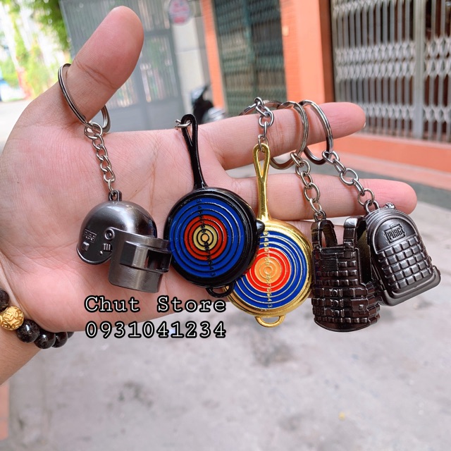 Móc Khoá PUBG -  K98 Cá Mập, balo, nón, giáp, chảo, xe, máy bay, xăng, lựu đạn