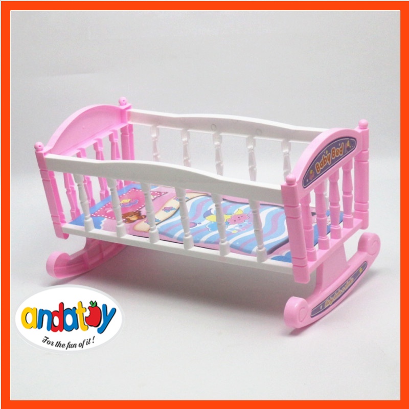 Phụ kiện búp bê giường màu hồng cho búp bê 30cm ANDATOY AD926