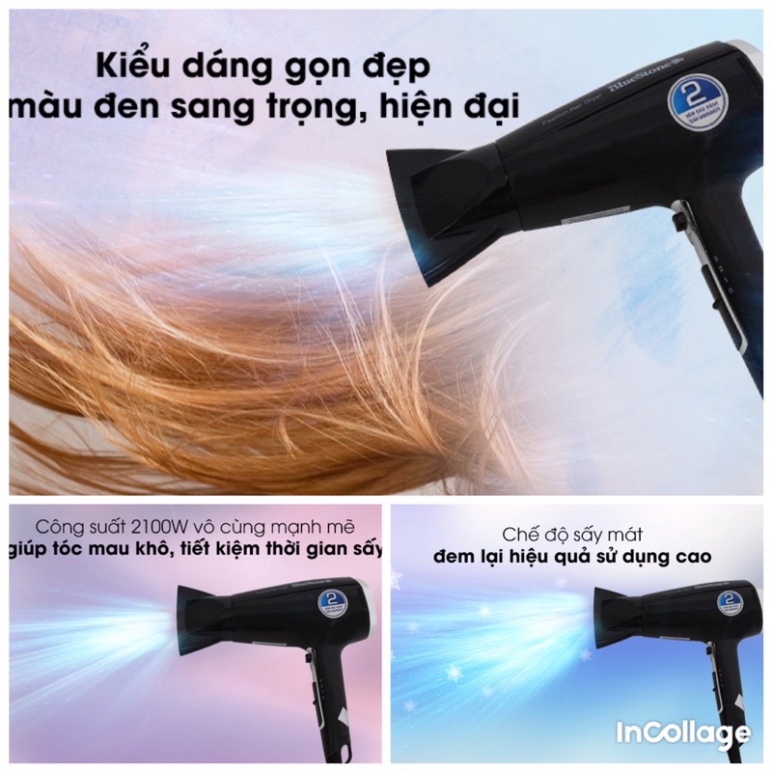 Máy sấy tóc Bluestone HDB-1846 công suất 2100W tự động ngắt khi quá nhiệt
