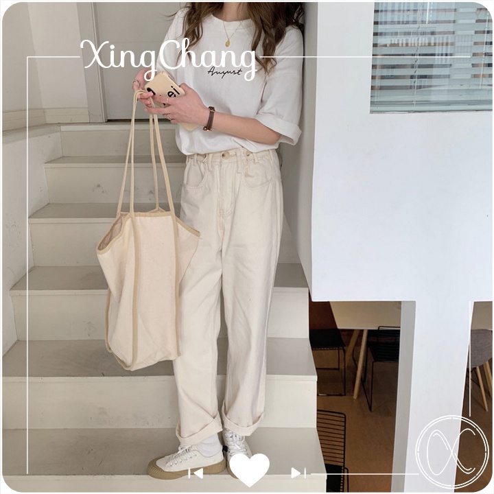 Áo phông nữ hè tay lỡ form rộng, Áo phông kiểu Hàn chất đẹp mặc đi chơi in August mã TL.W29