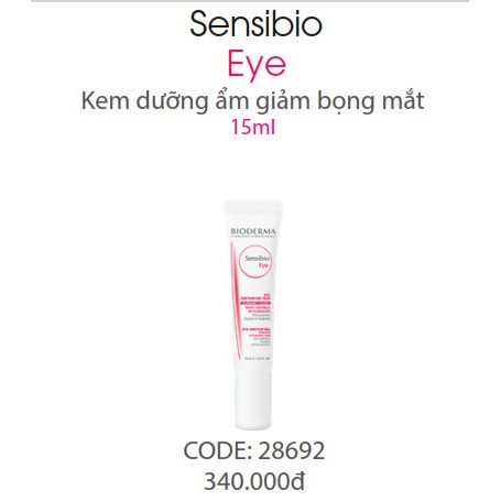 (Nhập khẩu chính hãng) Kem dưỡng ẩm giảm bọng mắt Bioderma Sensibio Eye - 15ml