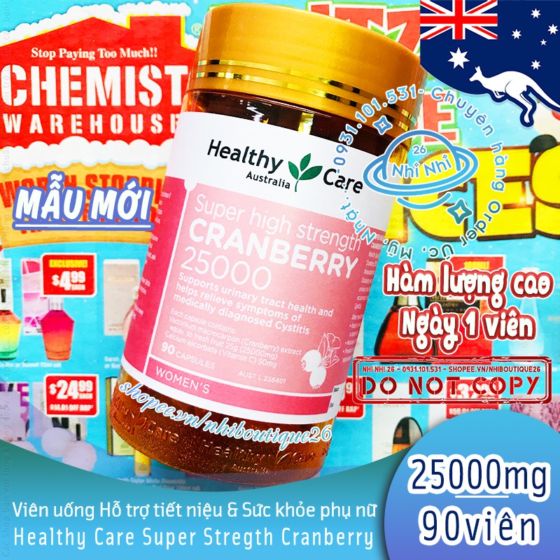 ⛳️HSD: 02/2024⛳️ Healthy Care Super Cranberry 25000mg 90 viên ⛳️ Chuẩn Chemist Warehouse ⛳️