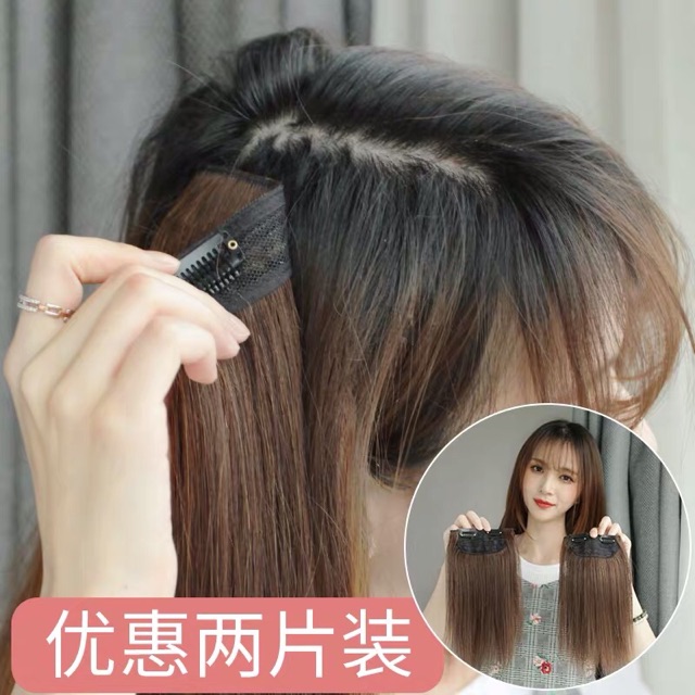 HÌNH THẬT SET 2 TÓC GIẢ KẸP PHỒNG CHÂN TÓC SIÊU TỰ NHIÊN