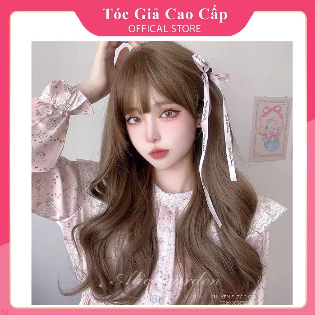 Tóc giả nguyên đầu xoăn lửng mã 1574 , tặng kèm lưới trùm tóc.