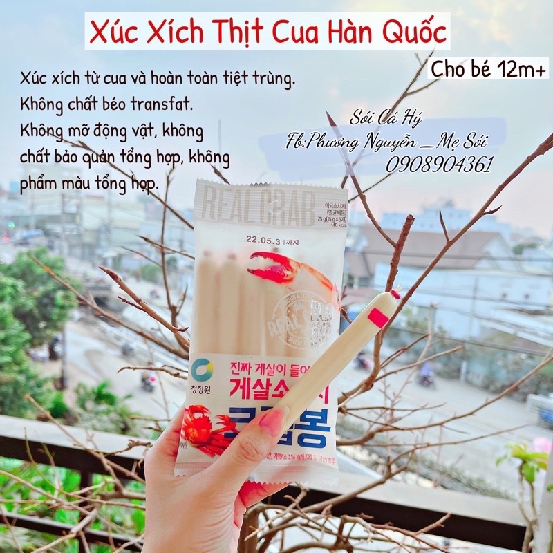 Bay Air ] 🦀 Xúc xích thịt cua Chungjungone🦀 Hàn Quốc Cho bé 12M Sói Cá Hý