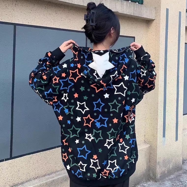 Áo hoodie Có Khóa Kéo In Hình Ngôi Sao Thời Trang Hàn Quốc Cho Nam