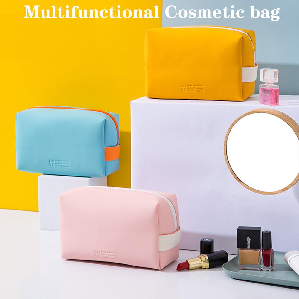 NORMAN Túi Da PU Đựng Đồ Trang Điểm Chống Thấm Nước Màu Kẹo Ngọt Thời Trang