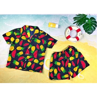 Bộ đi biển họa tiết thơm dưa