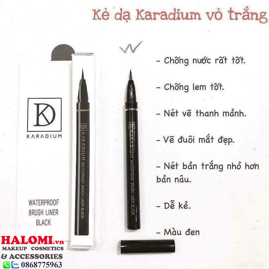 Kẻ Mắt Nước Karadium Waterproof Brush Liner Black 0.55g