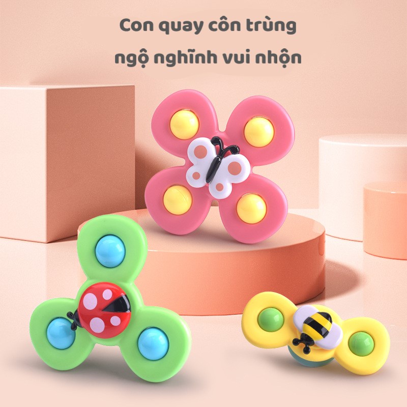 Set 3 Con Quay Đồ Chơi Fidget Spinner Dán Tường, Thiết Kế Hình Động Vật Hoạt Hình Độc Đáo Dành Cho Bé