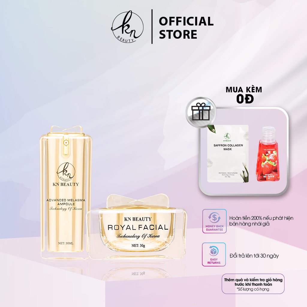 Bộ 2 sản phẩm nâng cơ trẻ hóa da mặt Royal Facial KN Beauty gồm Ampoule 30ml và Kem Dưỡng 30gr