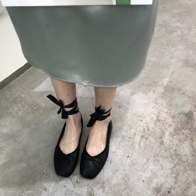 Giày cổ tích nữ mới mùa thu và mùa đông miệng nông dây đeo bằng phẳng đậu Hà Lan Giày đơn nữ phiên bản Hàn Quốc