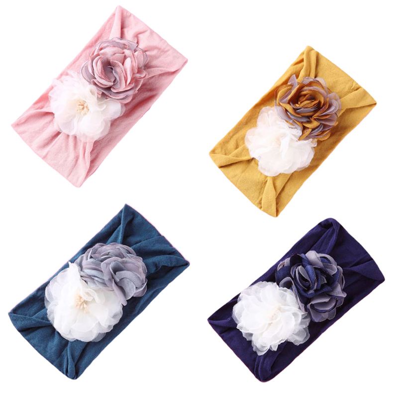 Băng Đô Hoa Co Giãn Phối Lưới Thoáng Khí Thời Trang Xinh Xắn Cho Bé Gái