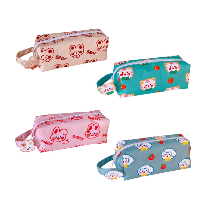 Túi Đựng Bút Bằng Vải Canvas Có Khóa Kéo In Hoạt Hình Dành Cho Học Sinh