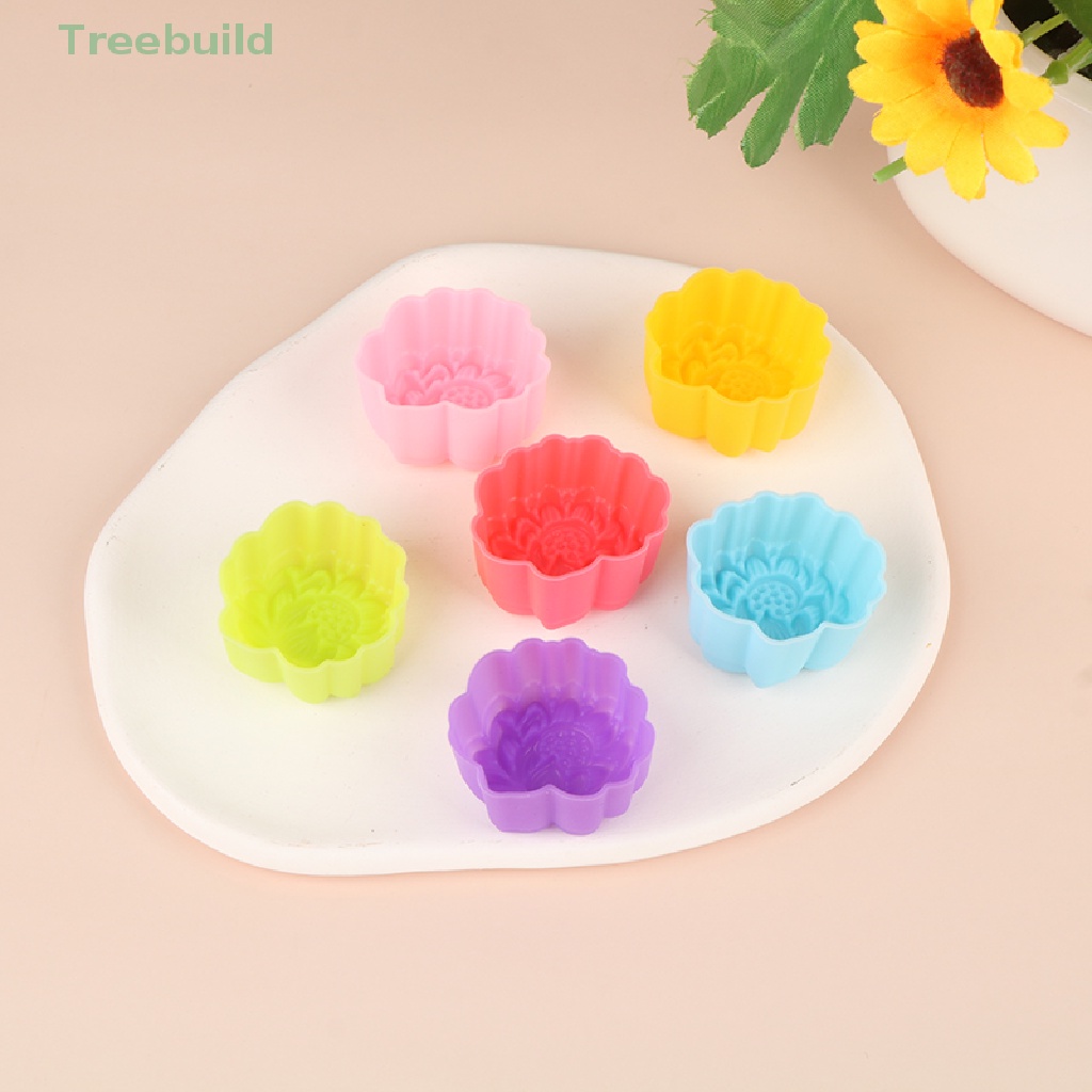 Bộ 5 Khuôn Silicone 3 / 5cm Hình Hoa Sen Làm Bánh Muffin Chống Dính Có Thể Tái Sử Dụng