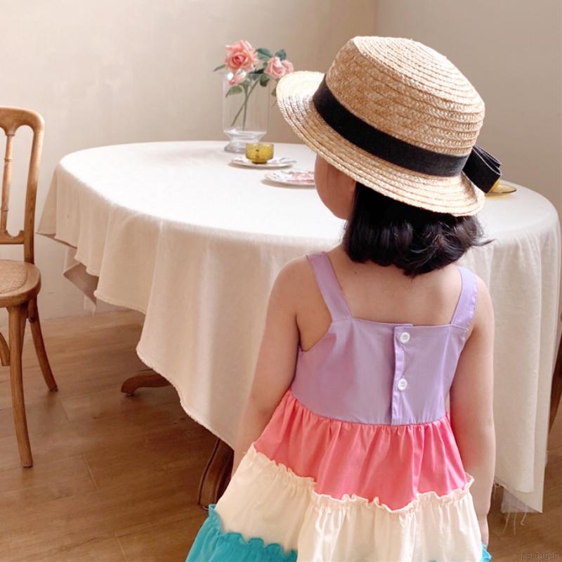 Đầm Tay Dài Phối Màu Cầu Vồng Đáng Yêu Cho Bé Gái